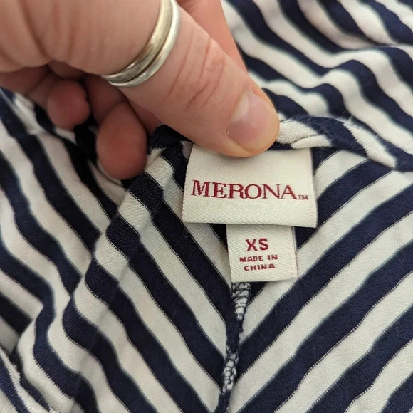 Merona striped navy and white maxi sun dress, women's size extra small  A11 - Picture 3 of 5